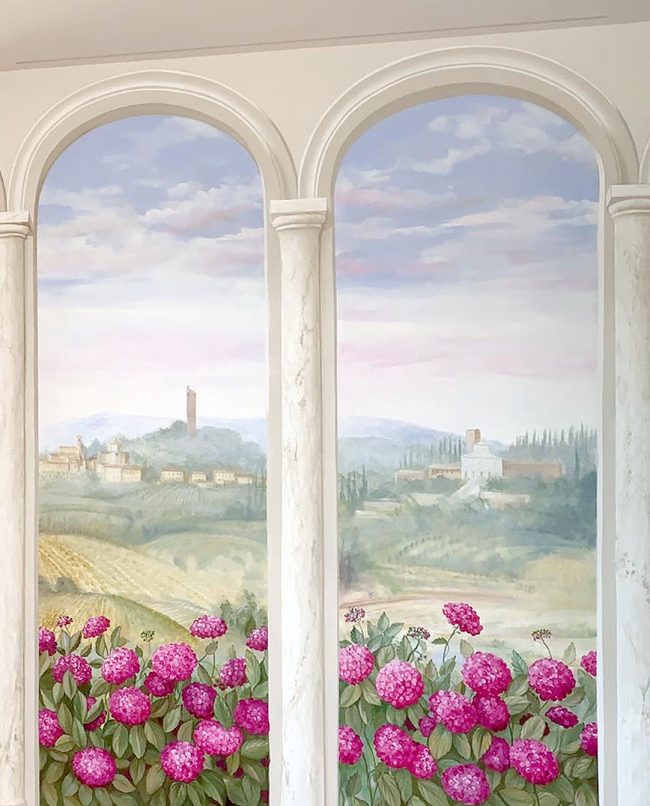 trompe l oeil finestra finta dipinto parete maurizio magretti decorazioni pittore