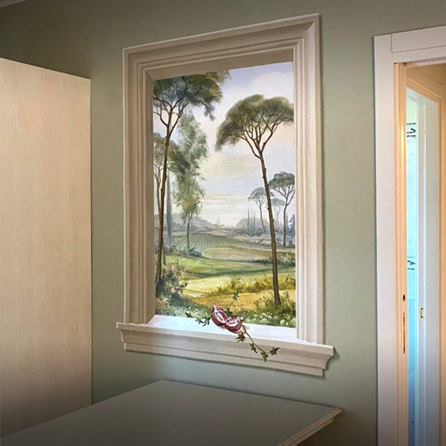 Panoramic window on the wall - Trompe loeils Maurizio Magretti painter