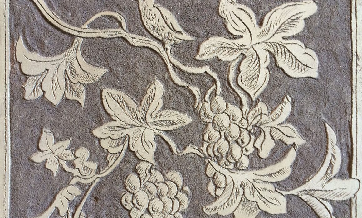 Decorazioni a sgraffito - Tecnica classica con foglie di vite - Maurizio Magretti